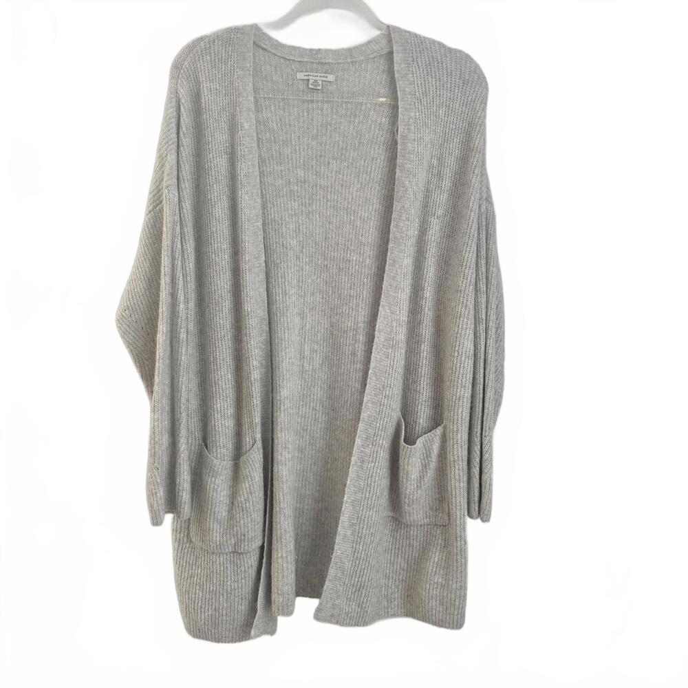 American Eagle | Women’s‎ Light Gray Lightweight Open Front Oversized Cardigan S